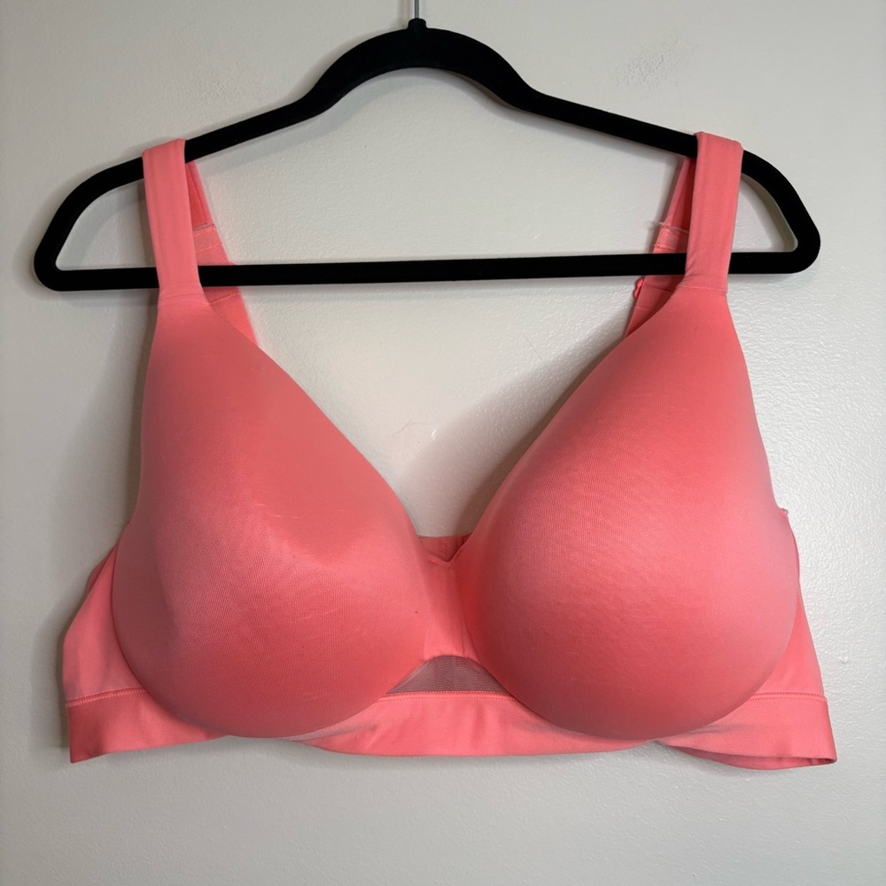 Cacique Lightly Lined Full Coverage Bra 44D‎ Coral Pink Comfort Stretch